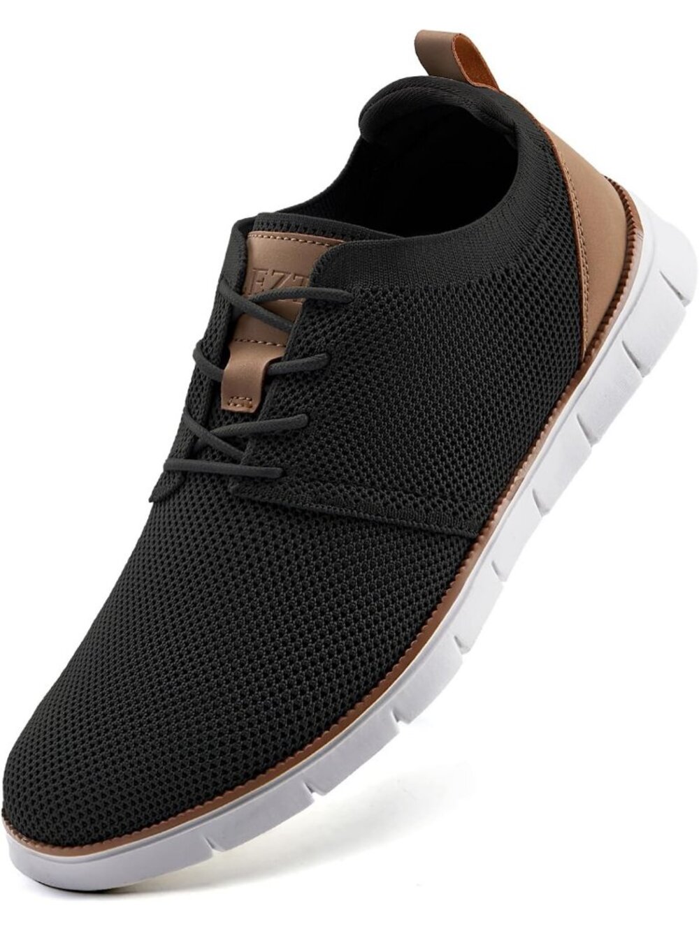 Men's Black White Mesh Breathable Lace Up Lightweight Walking Oxfords Sneaker